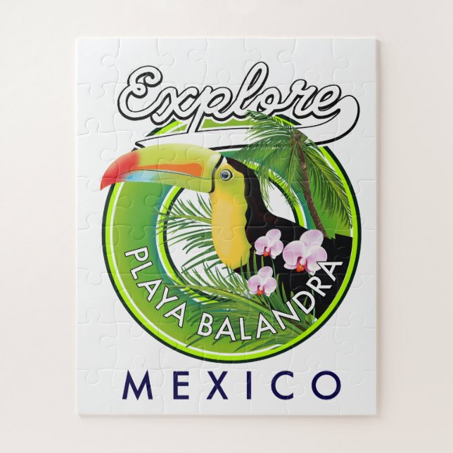 Playa Balandra Mexico Retro-Logo (Vertikal)