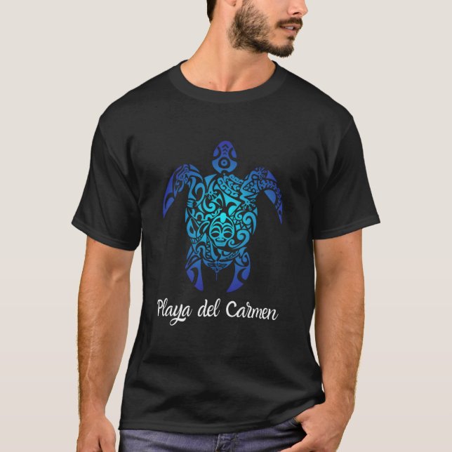 Playa Del Car Mexico Tribal Sea Turtle Playa T-Shirt (Vorderseite)