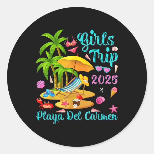 Playa Del Carmen Beach Mexico Summer Girls Trip 20 Runder Aufkleber (Vorderseite)