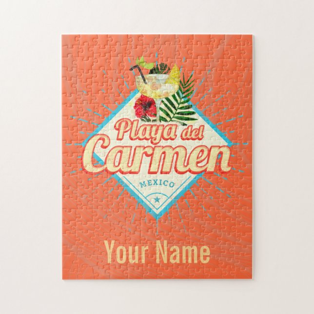 Playa del Carmen Mexico Retro Cocktail Vintag (Vertikal)