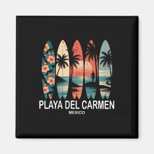Playa Del Carmen Mexiko Surfboard Surfen Retro _1 Magnet