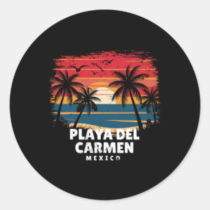 Playa Del Carmen Mexiko Surfboarder Palme Souvenir Runder Aufkleber