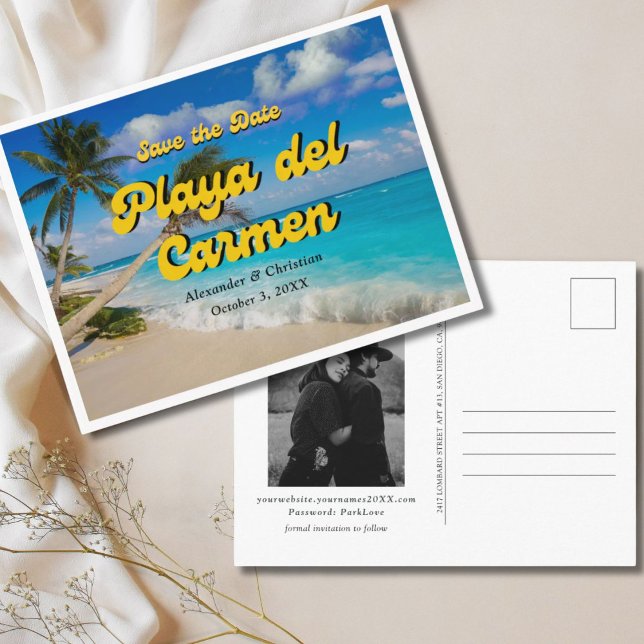 Playa del Carmen Wedding Save the Date Postcard Postkarte (Playa del Carmen Wedding Save the Date Postcard)