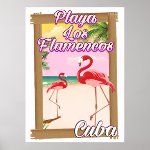 Playa Los Flamencos Kuba Reiseplakat Poster