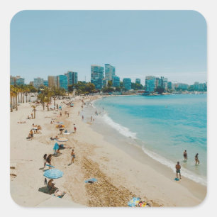 Playa San Juan - Alicante - Spanien Quadratischer Aufkleber