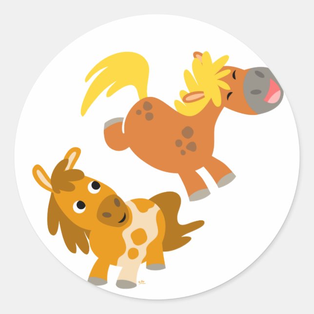 Playable Cartoon Ponies stcker Runder Aufkleber (Vorderseite)