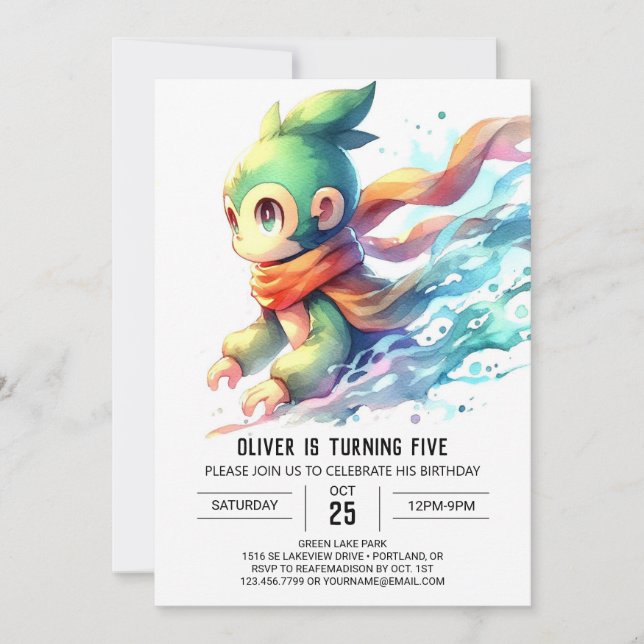 Playable Printable Monkey Birthday Einladung (Vorderseite)