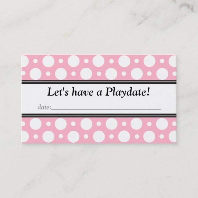 Playdate mit Date Pink Polka Dots Business Cards Telefonnummerkarte (Vorderseite)