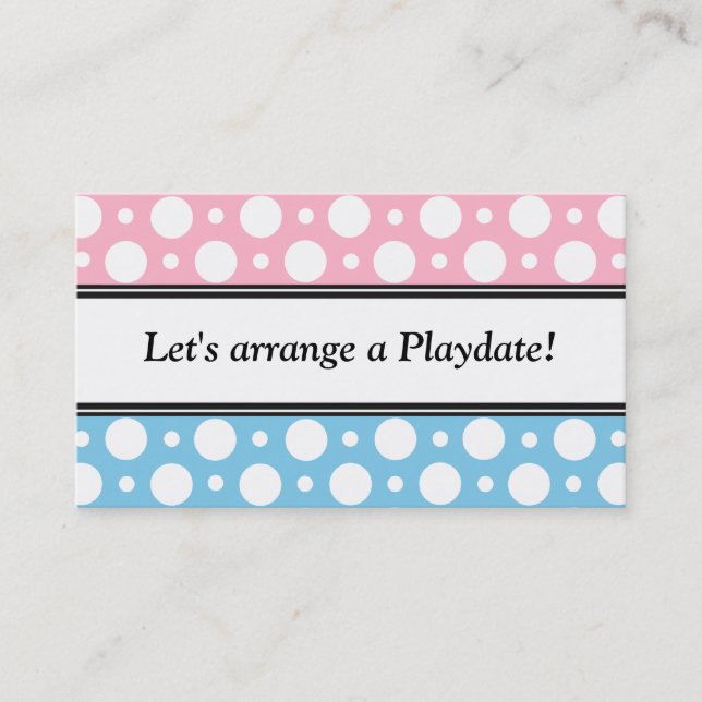 Playdate Pink Blue Polka Dots Visitenkarten Telefonnummerkarte (Vorderseite)