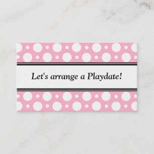 Playdate Pink Polka Dots Visitenkarten Telefonnummerkarte