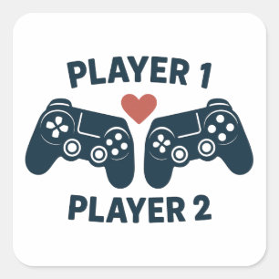 Player 1 Player 2 Paar Gamer Aufkleber