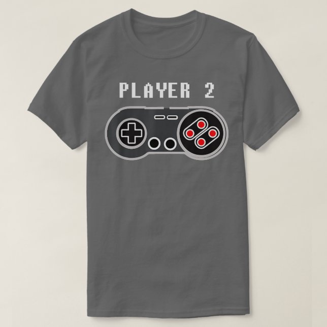 Player 2 Videospielcontroller rückwärts T-Shirt (Design vorne)