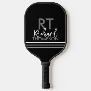 Player Monogram (Name initial) auf Black Pickleball Schläger