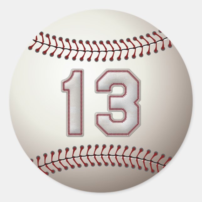 Player Number 13 - Coole Baseball-Sticks Runder Aufkleber (Vorderseite)