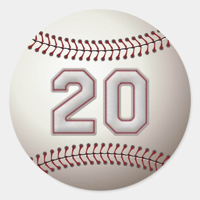 Player Number 20 - Coole Baseball-Sticks Runder Aufkleber (Vorderseite)