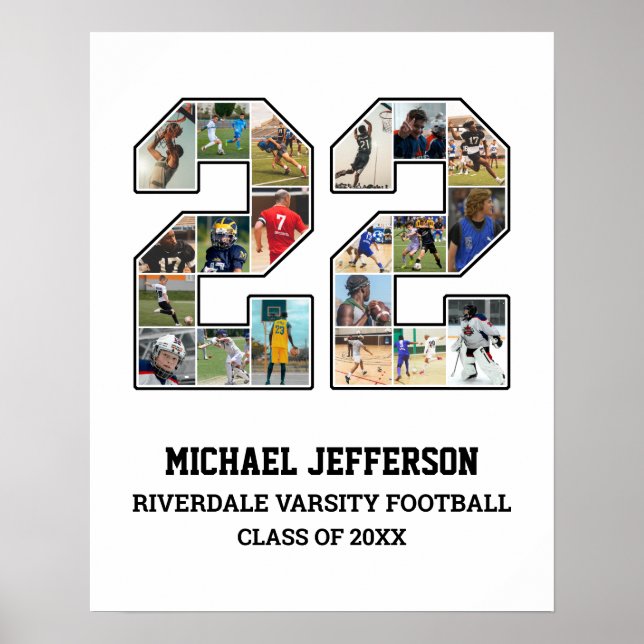 Player Number 22 Senior Sports Team Foto Collage Poster (Vorne)