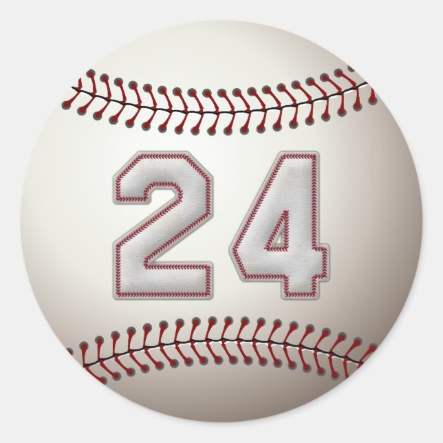 Player Number 24 - Coole Baseball-Sticks Runder Aufkleber (Vorderseite)