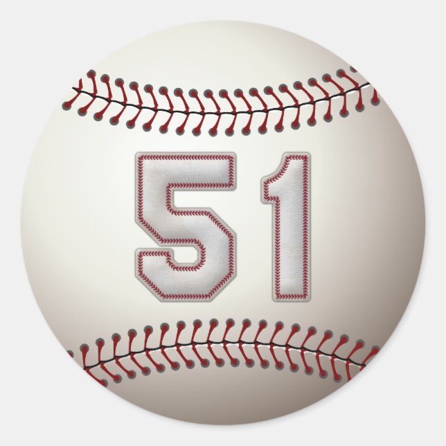 Player Number 51 - Coole Baseball-Sticks Runder Aufkleber (Vorderseite)