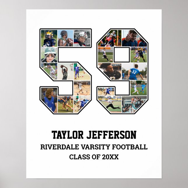 Player Number 59 Senior Sports Team Foto Collage Poster (Vorne)