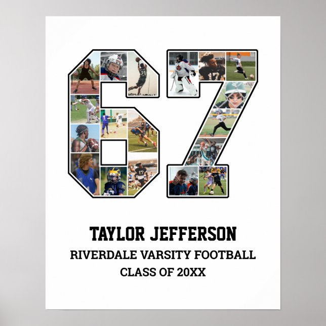 Player Number 67 Senior Sports Team Foto Collage Poster (Vorne)