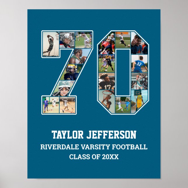 Player Number 70 Senior Sports Team Foto Collage Poster (Vorne)