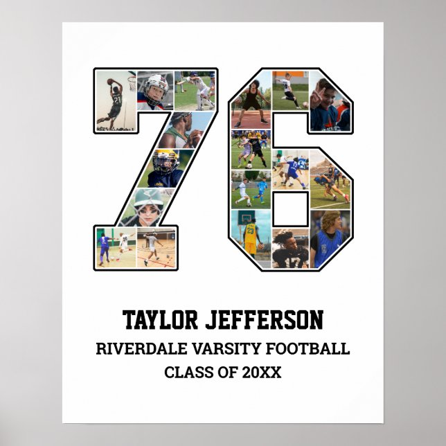 Player Number 76 Senior Sports Team Foto Collage Poster (Vorne)