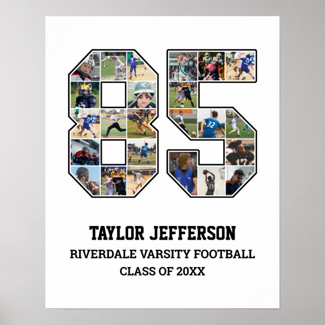 Player Number 85 Senior Sports Team Foto Collage Poster (Vorne)