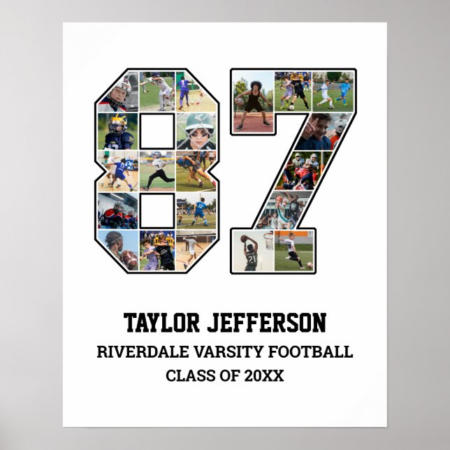 Player Number 87 Senior Sports Team Foto Collage Poster (Vorne)