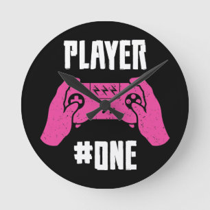Player #One Gaming Runde Wanduhr