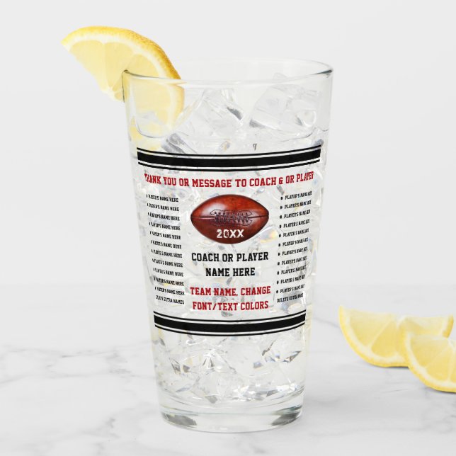 Player or Coach Football Gift Ideas, Football Glas (Vorderseite Ice)
