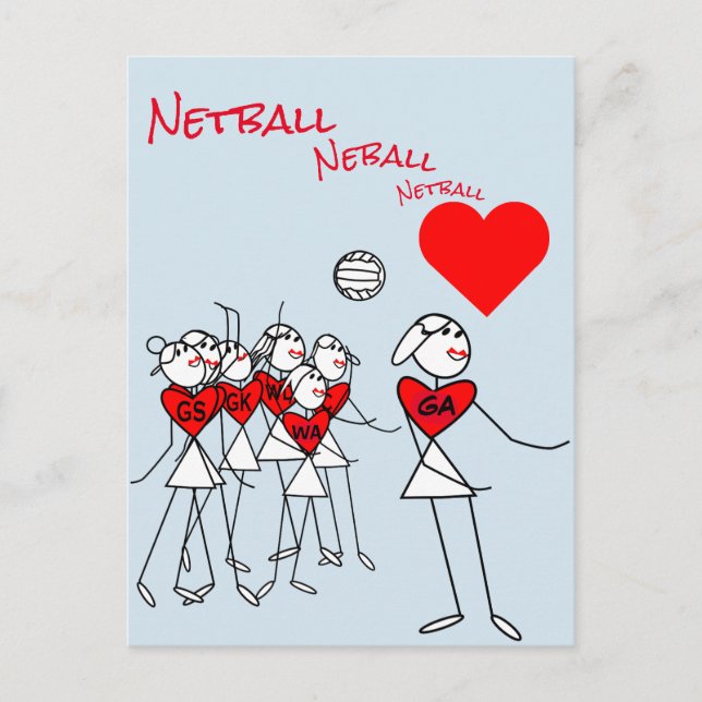 Player Positionierung Liebe Netball GA Clipart Pos Postkarte (Vorderseite)