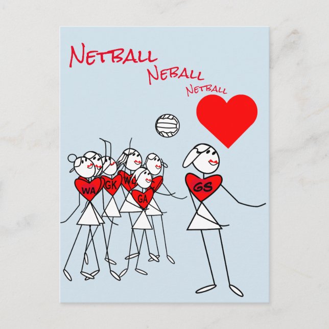 Player Positions Liebe Netball GS Clipart Post Postkarte (Vorderseite)