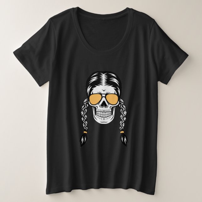Playera de Halloween con Calavera y Trenzas (Design devant)