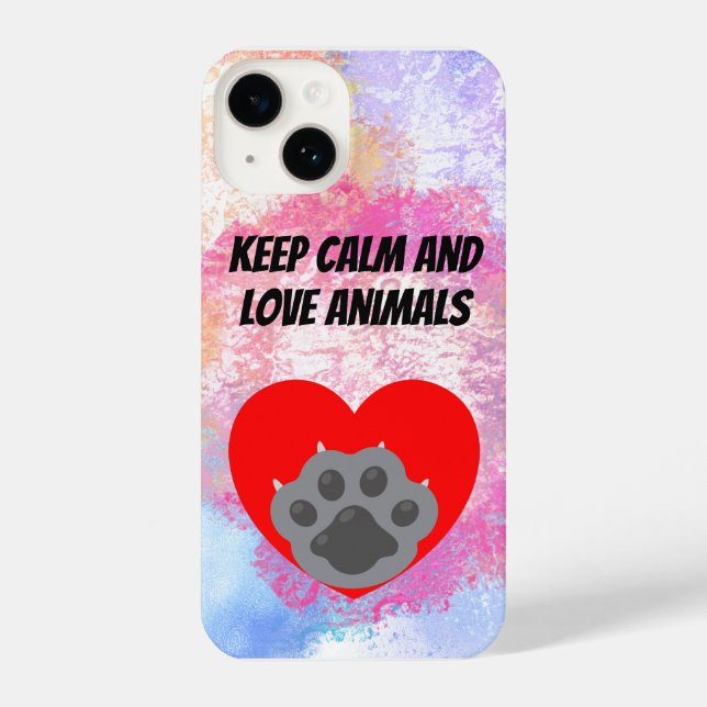 Playera keep calm and love animals phrase iPhone 14 hülle (Rückseite)