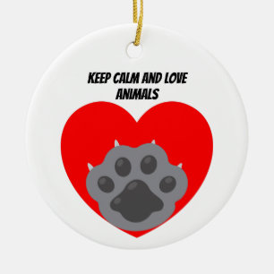Playera keep calm and love animals phrase keramik ornament