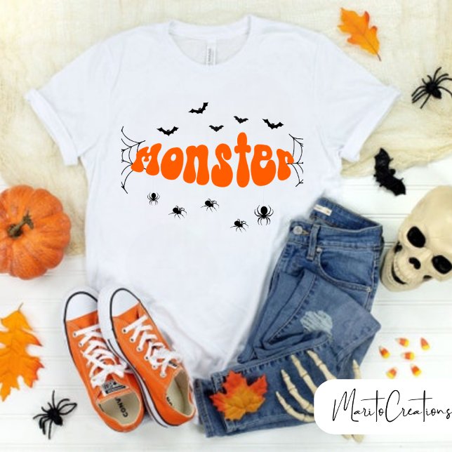 Playera Retro Groovy Halloween Spooky VibesT-Shirt T-Shirt (Von Creator hochgeladen)