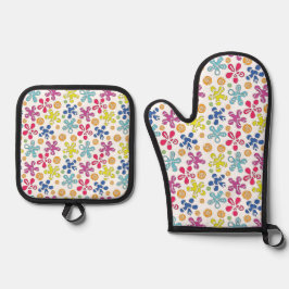 Playful Abstract Doodle Shapes Ofenhandschuh & Topflappen-Set