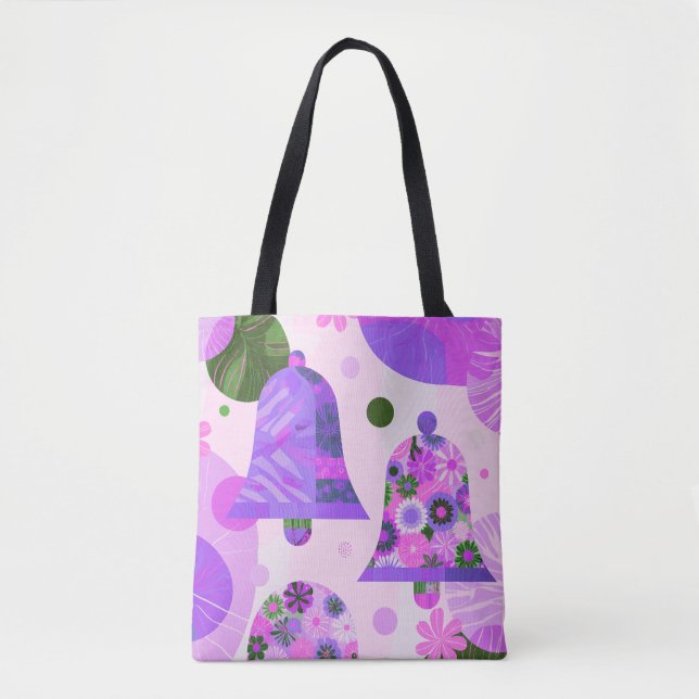 Playful Abstract Floral Circles Tote Bag Tasche (Vorderseite)