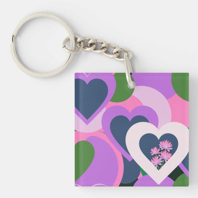 Playful Abstract Heart Acrylic Keychain Schlüsselanhänger (Vorderseite)