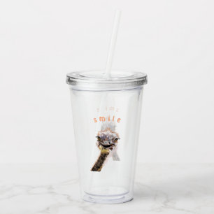 Playful Acrylic Tumbler Happy Ostrich - Lächeln Acryltrinkbecher
