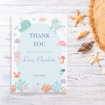 Playful Aqua Underwater Ocean Animals Baby