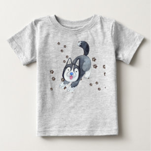 Playful Baby Siberian Husky Welpe Hund Track Makin T-shirt