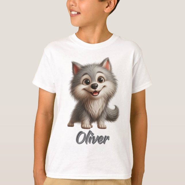Playful Baby Wolf - Anpassbarer T - Shirt für Kind (Vorderseite)