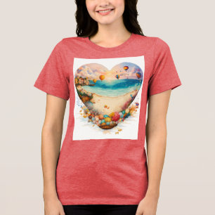 Playful Beach Sandcastle Scene T - Shirt Design