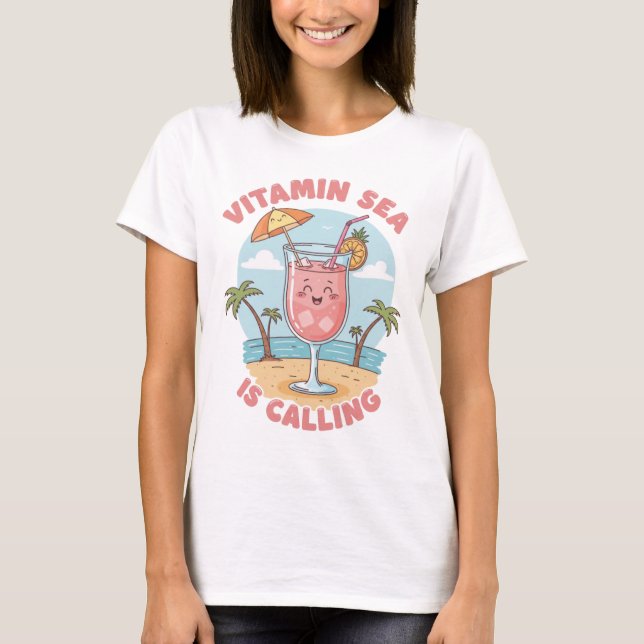 Playful Beach Vacation Vector Art T-Shirt (Vorderseite)