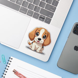 Playful Beagle Puppy - Niedlicher Pastell-Stil Aufkleber