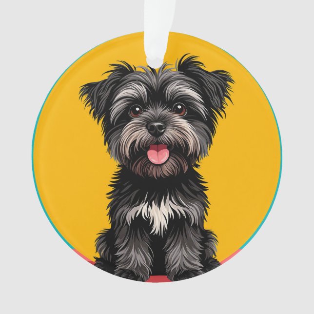 Playful Black And Gray Terrier Puppy Portrait (devant)