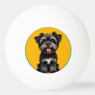 Playful Black And Gray Terrier Puppy Portrait Tischtennisball
