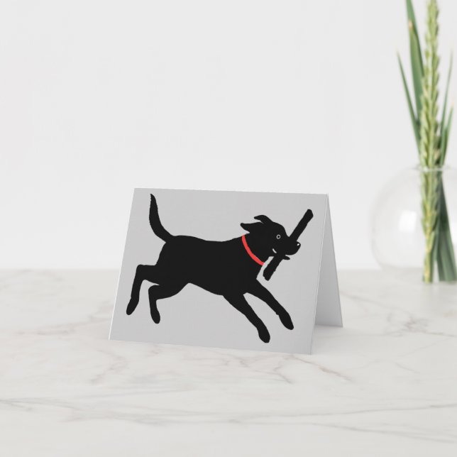 Playful Black Labrador Retriever | Niedlicher Schw Karte (Vorderseite)