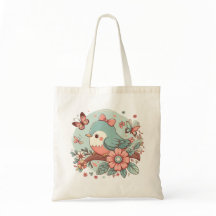 Playful Blue Bird mit Blume und Schmetterling